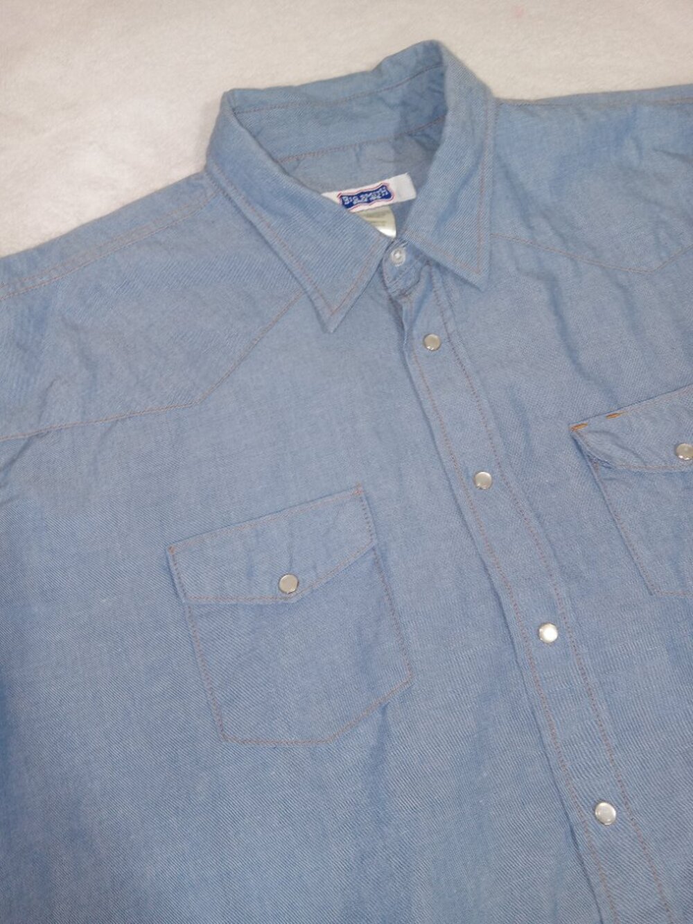 Vintage Big Smith Chambray Cowboy Western Pearl Snap Work Rancher Shirt 3XL - Picture 12 of 12
